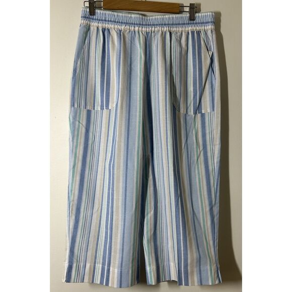Alfred Dunner Womens Blue & White Striped Elastic Waist Pull-On Capris Size 12P - Picture 1 of 7